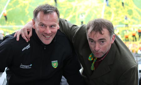 Action from the All-Ireland Senior Football Championship final between Donegal and Mayo.