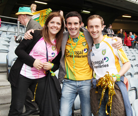 Action from the All-Ireland Senior Football Championship final between Donegal and Mayo.