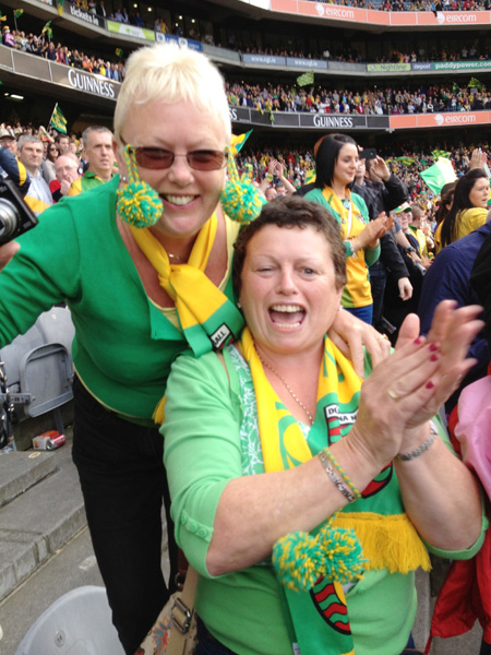 Action from the All-Ireland Senior Football Championship final between Donegal and Mayo.