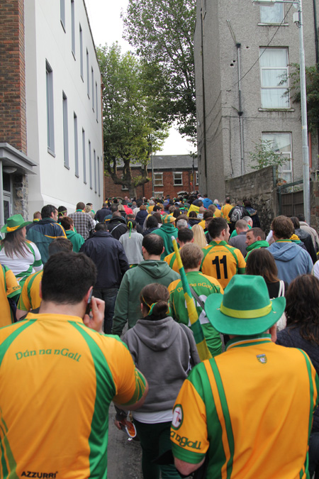 Action from the All-Ireland Senior Football Championship final between Donegal and Mayo.