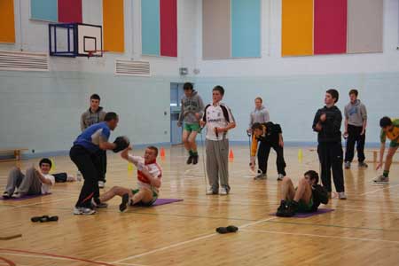 Action from the strength and conditioning workshop.