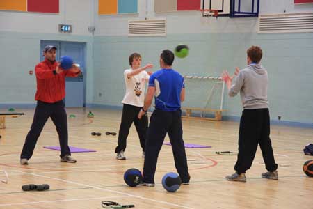 Action from the strength and conditioning workshop.