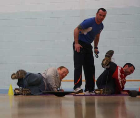 Action from the strength and conditioning workshop.