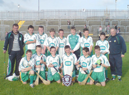 Aodh Ruadh under 14s, winners of the county 'B' title with manager Kevin Loughlin and Eddie Lynch, mentor.