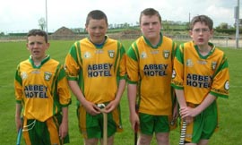 Aodh Ruadh players who play on the Donegal under 14 hurling team: Conor McNeely, Rory Cullen, PJ Gillespie and Gary Kelly.