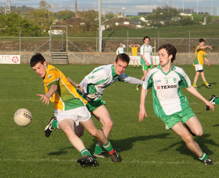 Action from the Aodh Ruadh v Naomh Columba minor game.