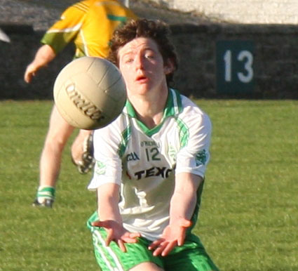 Action from the Aodh Ruadh v Naomh Columba minor game.