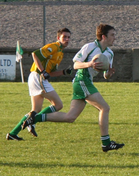 Action from the Aodh Ruadh v Naomh Columba minor game.