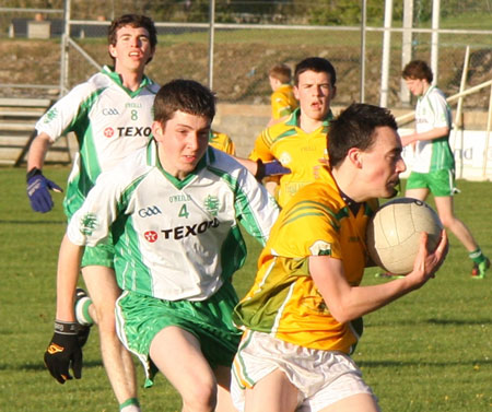 Action from the Aodh Ruadh v Naomh Columba minor game.