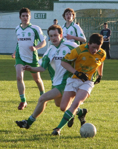 Action from the Aodh Ruadh v Naomh Columba minor game.