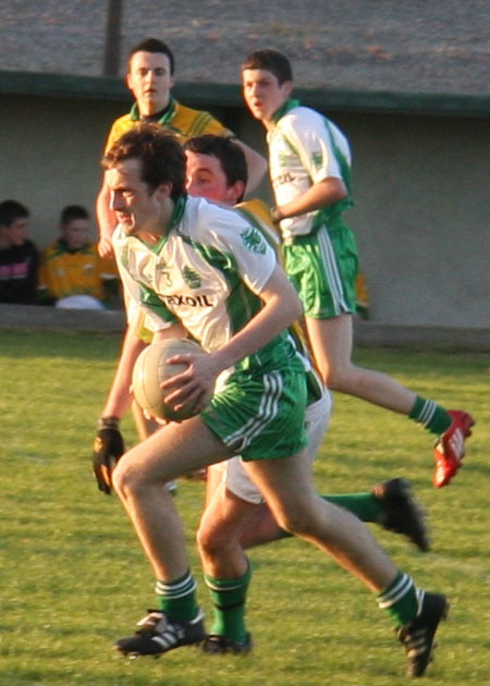 Action from the Aodh Ruadh v Naomh Columba minor game.