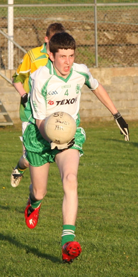 Action from the Aodh Ruadh v Naomh Columba minor game.